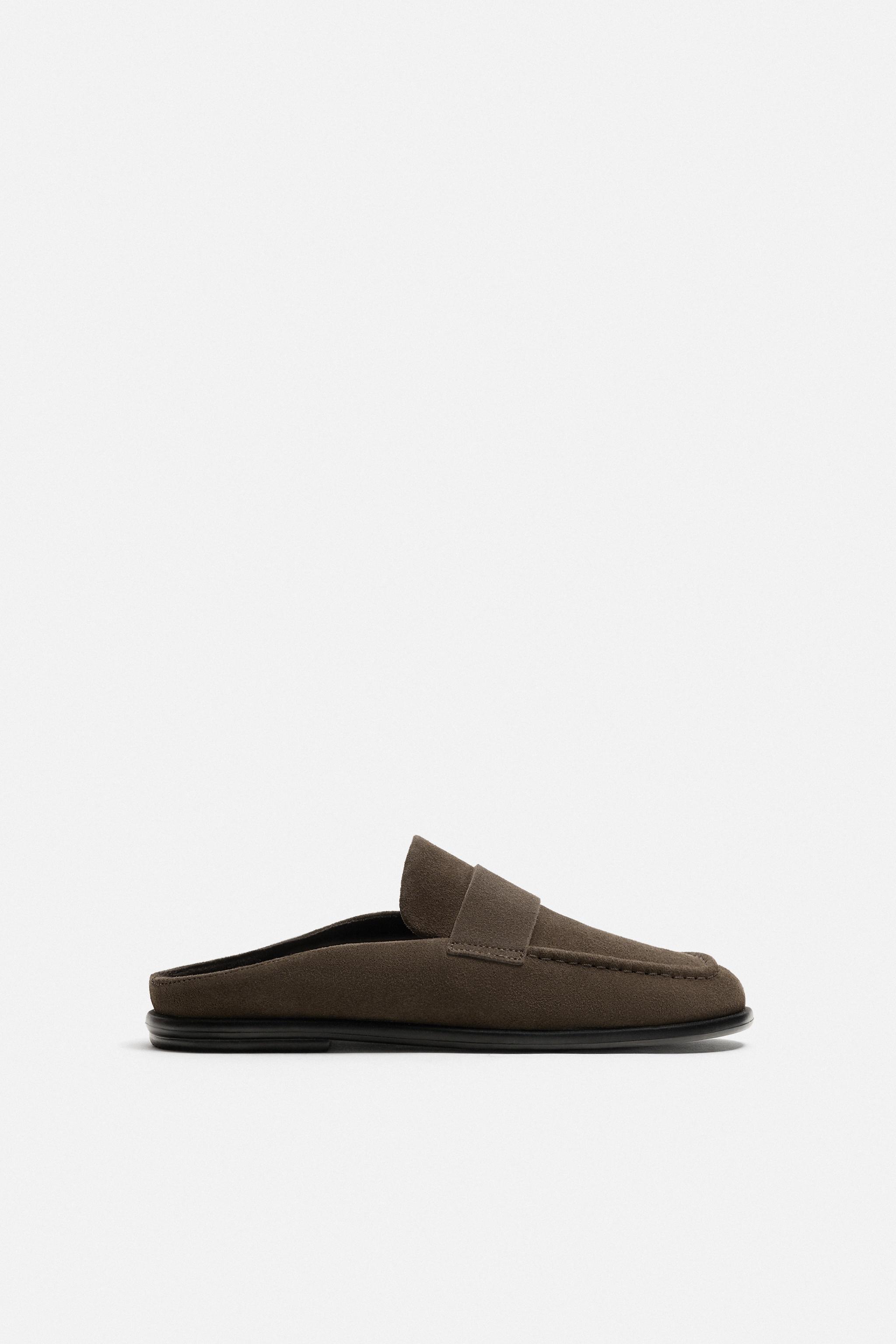 OPEN BACK LEATHER LOAFERS